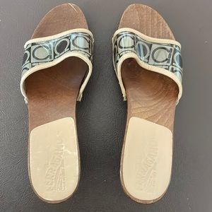 Vintage Salvatore Ferragamo Wood Slides